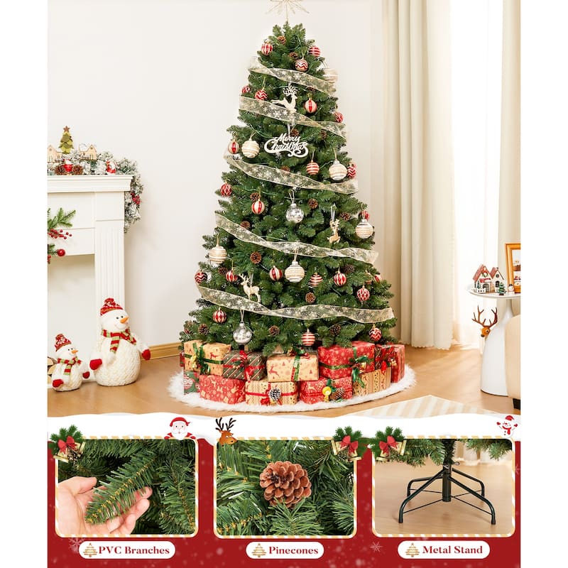 5ft/6ft/7ft Artificial Christmas Tree with Flame-retardant PVC and Metal Base