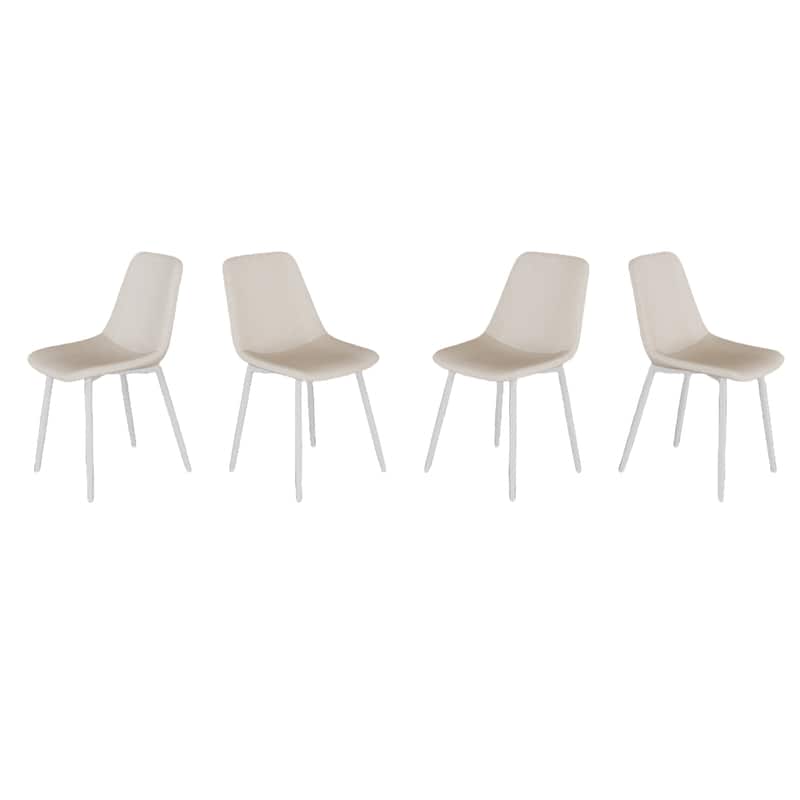 Modern Linen Padded Dining Chairs with Metal Legs (Set of 4)