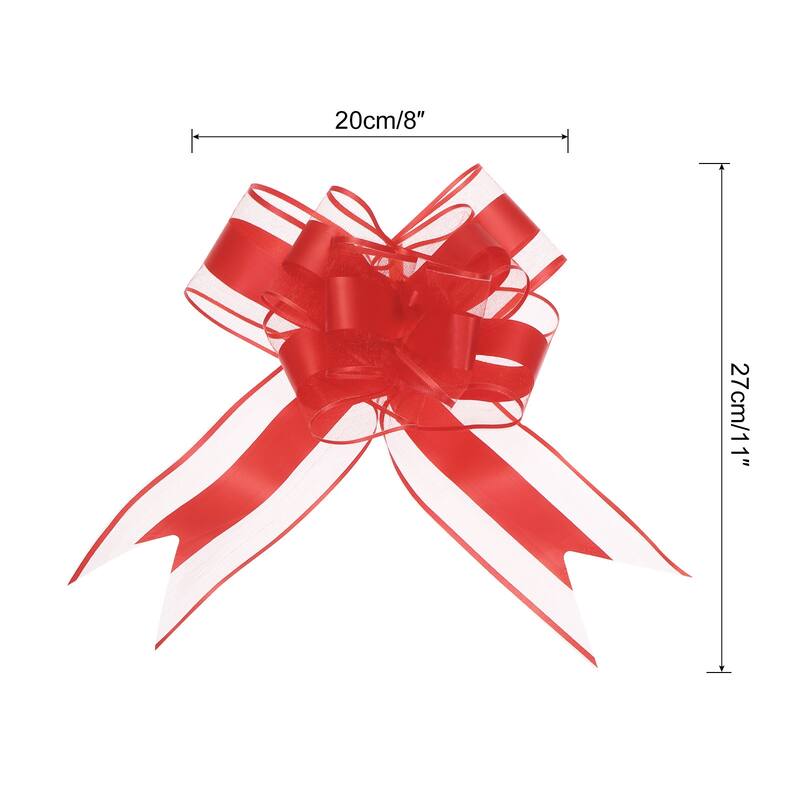10pcs 9" Large Pull Bow Gift Wrapping Big Organza Bows Ribbon - Red - 11 Inch