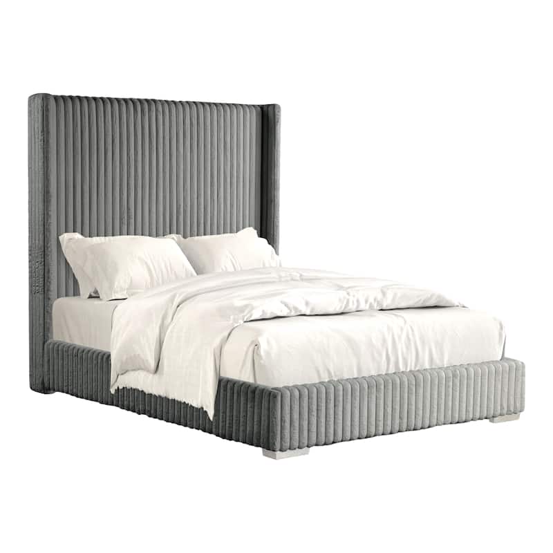 Furniture of America Draper Modern Chenille High Wingback Platform Bed