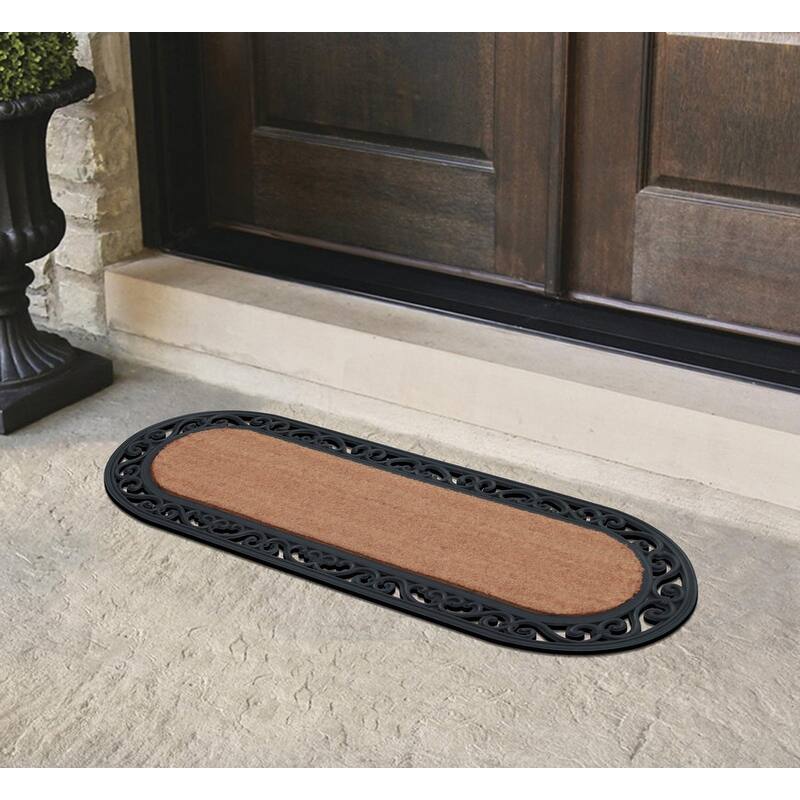 A1HC First Impression Oval 18" X 48" Rubber and Coir Molded Double Doormat
