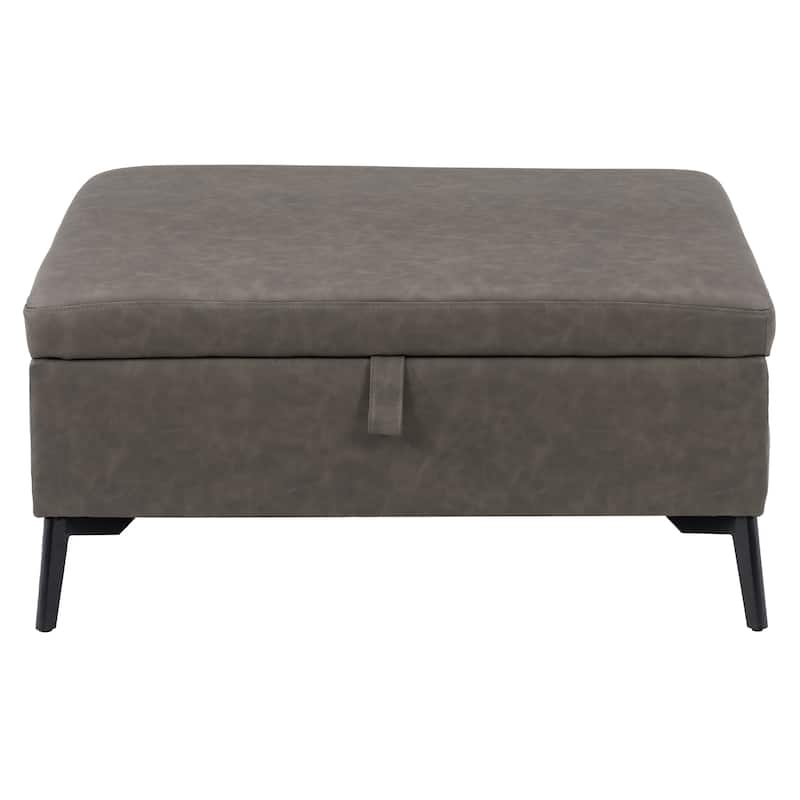 Linden Square Storage Ottoman - Grey