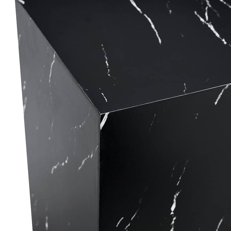 Modern Cube Accent Table Coffee Table with Faux Marble Patterned, End Table Dining Table for Living Room