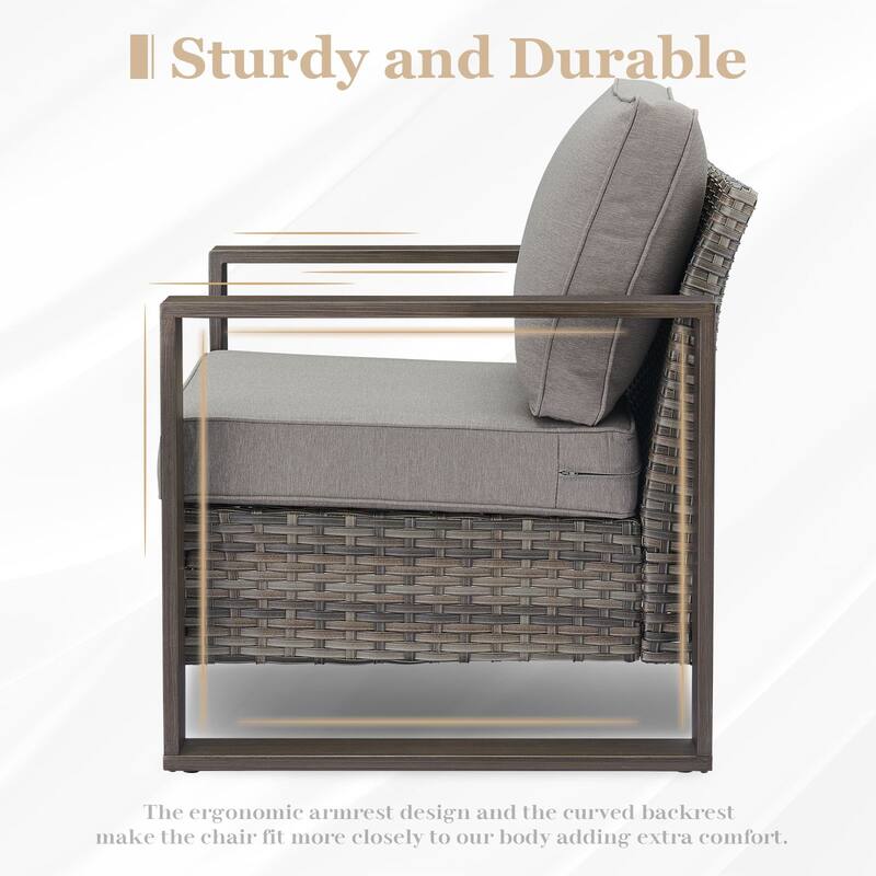 Pocassy 4/6/8PCS Sofa Swivel Chair with Fire Pit Table Set