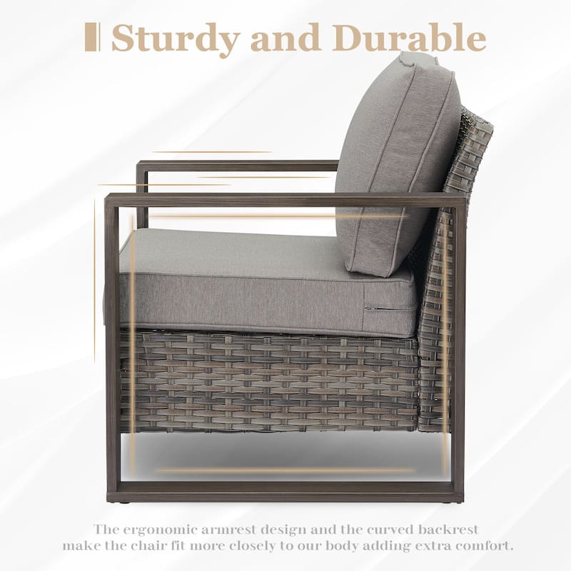 Pocassy Fire Pit Table with Outdoor Sofa Chair Ottoman Set