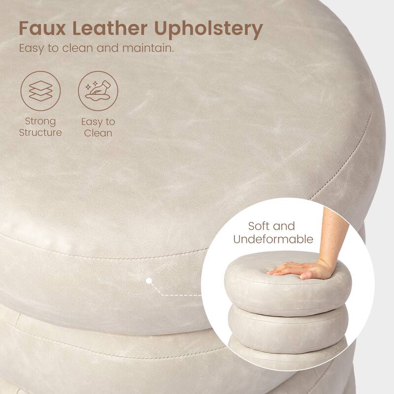 Glitzhome 19.5"H Leather Upholstered Storage Ottoman or Accent Stool