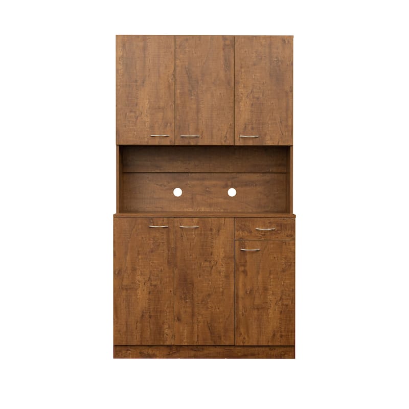 Classic 6 Door Design with Wooden Wardrobe with Drawers and Open Storage Space. for Bedroom Storage Cabinet Wardrobe