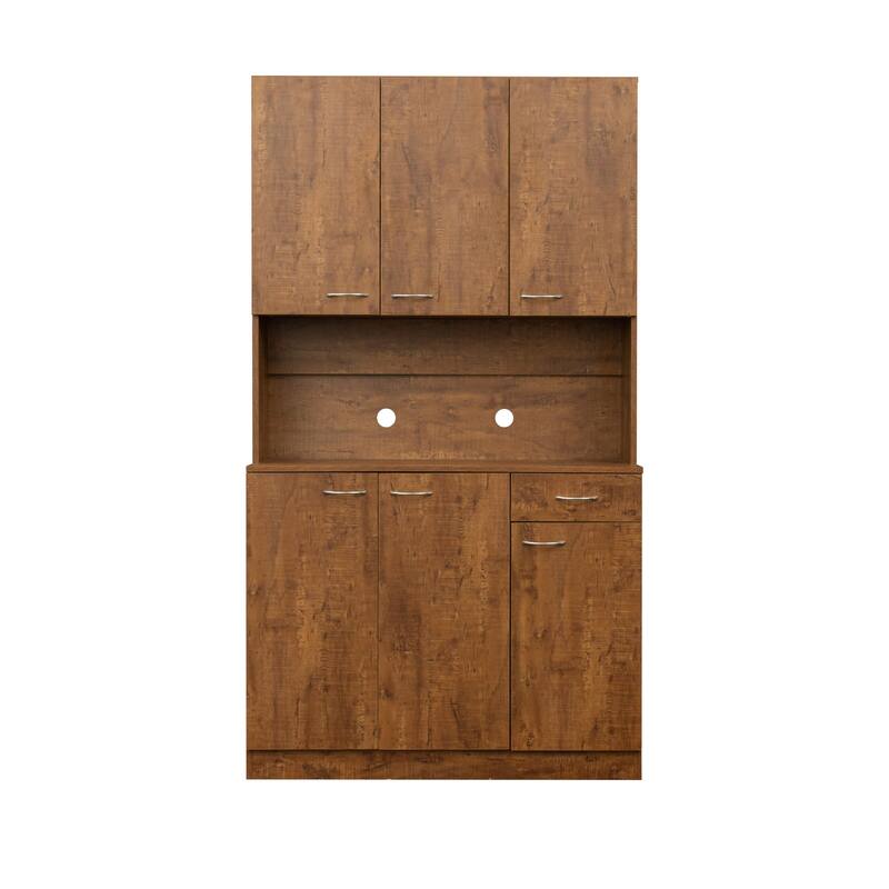 Modern Tall Cabinet with 6 Doors, 1 Open Shelf and 1 Drawer for Bedroom, Kitchen