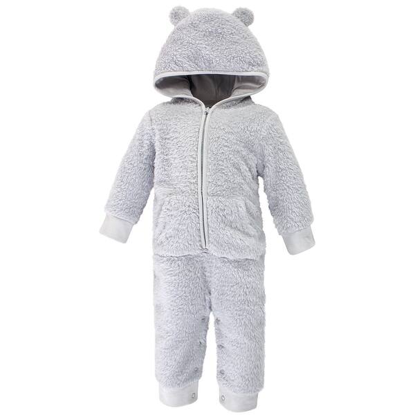 slide 1 of 1, Hudson Baby Infant Fleece Jumpsuits, Coveralls, and Playsuits 1pk, Gray Bear 0 - 3 Months - Grey