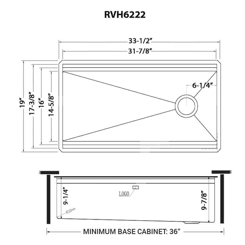 Ruvati 33-inch Workstation Two-Tiered Double Ledge Kitchen Sink Undermount 16 Gauge - RVH6222ST