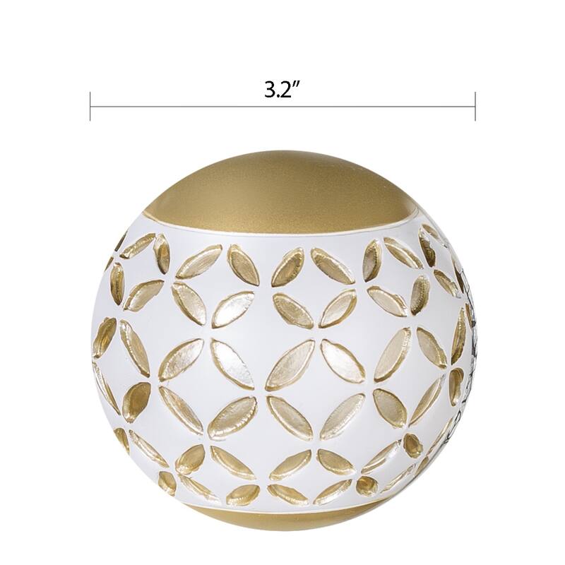 Creative Scents Schonwerk Diamond Lattice Whit/Gold Resin Balls/Orbs Set of 3 - white