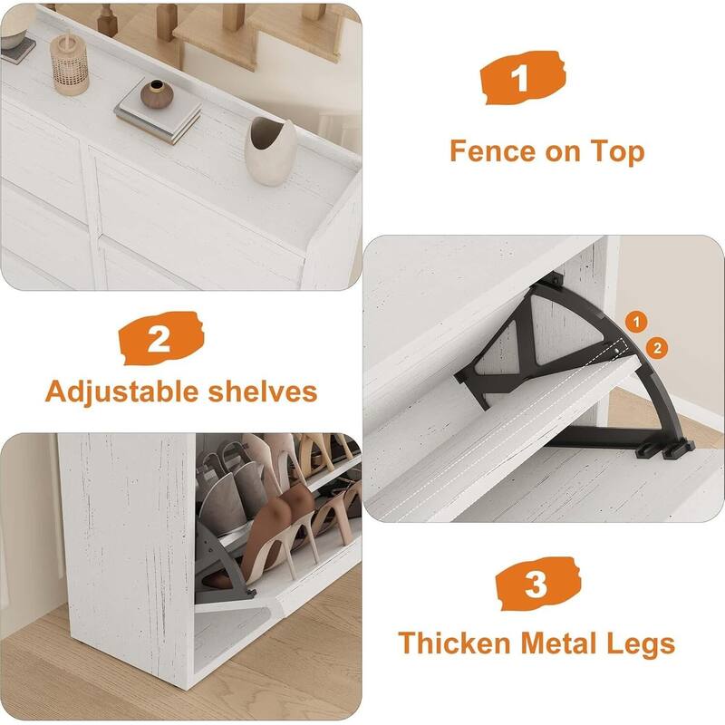 Narrow Shoe Cabinet Organizer with 6 Flip Drawers for Entryway, Hallway, Living Room
