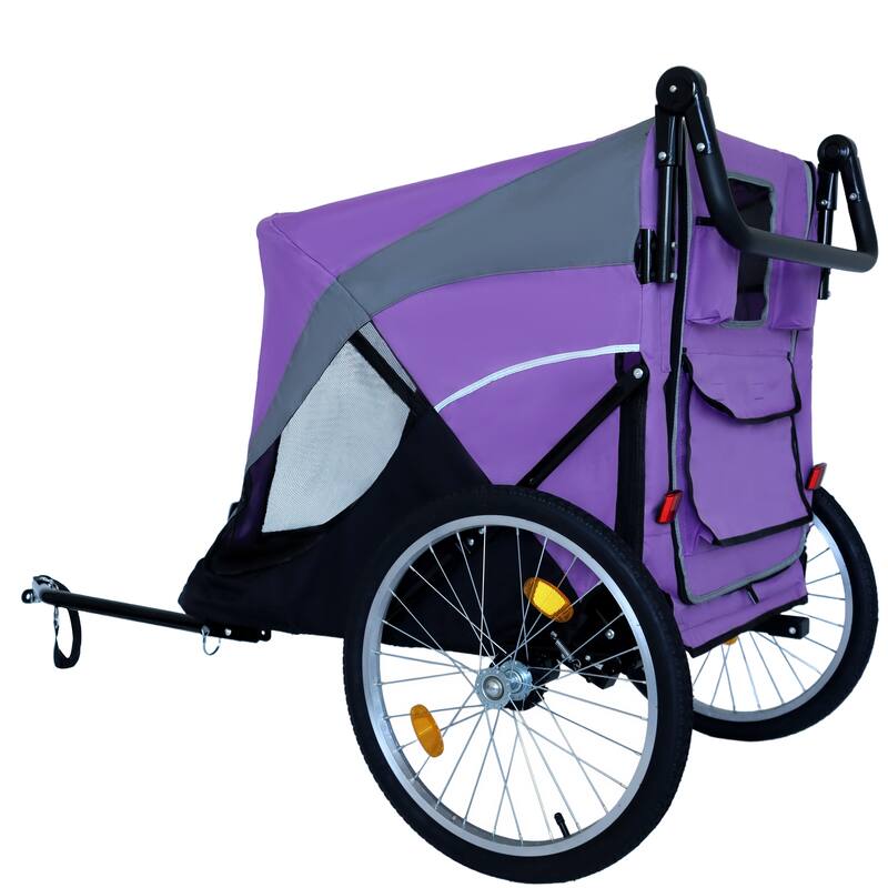 2-In-1 Bike Trailer & Push Cart For Pets-Quick Release Wheel,Pockets And Storage Bag,Holds Pets Up To 88 Lbs