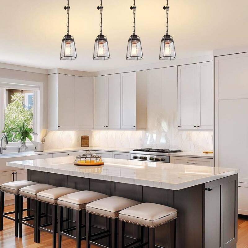 Farmhouse kitchen island light bronze hanging light glass, metal pendant light