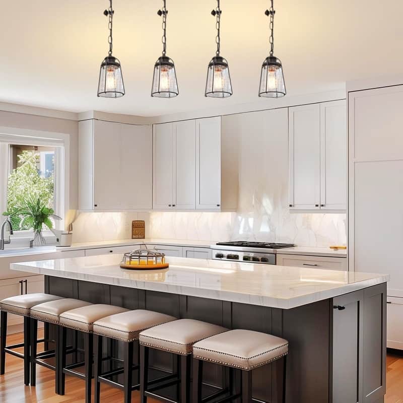 Farmhouse kitchen island light bronze hanging light glass, metal pendant light