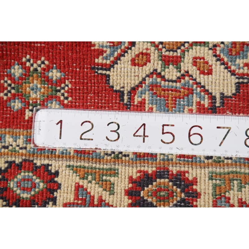 Red Geometric Kazak Oriental Accent Rug Hand-Knotted Wool Carpet - 2'0" x 3'0"
