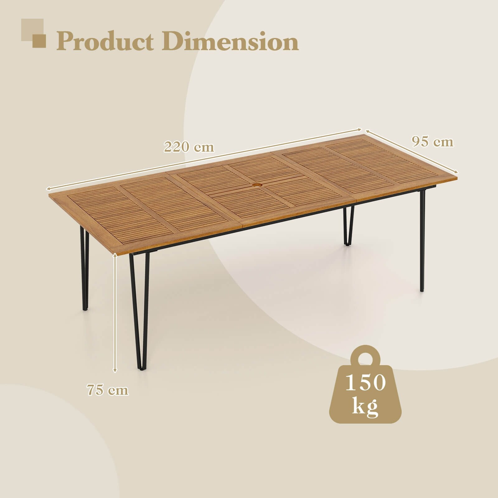 Costway Outdoor Dining Table with Acacia Wood Tabletop