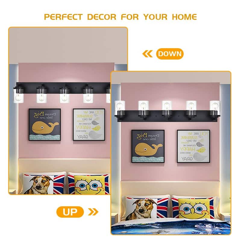 6-Light Vanity Light, Bathroom Mirror Light with Clear Glass Shade