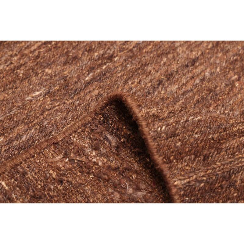 ECARPETGALLERY Flat-Weave Lahor Finest Dark Brown Wool Tapestry Kilim - 4'9 x 5'9