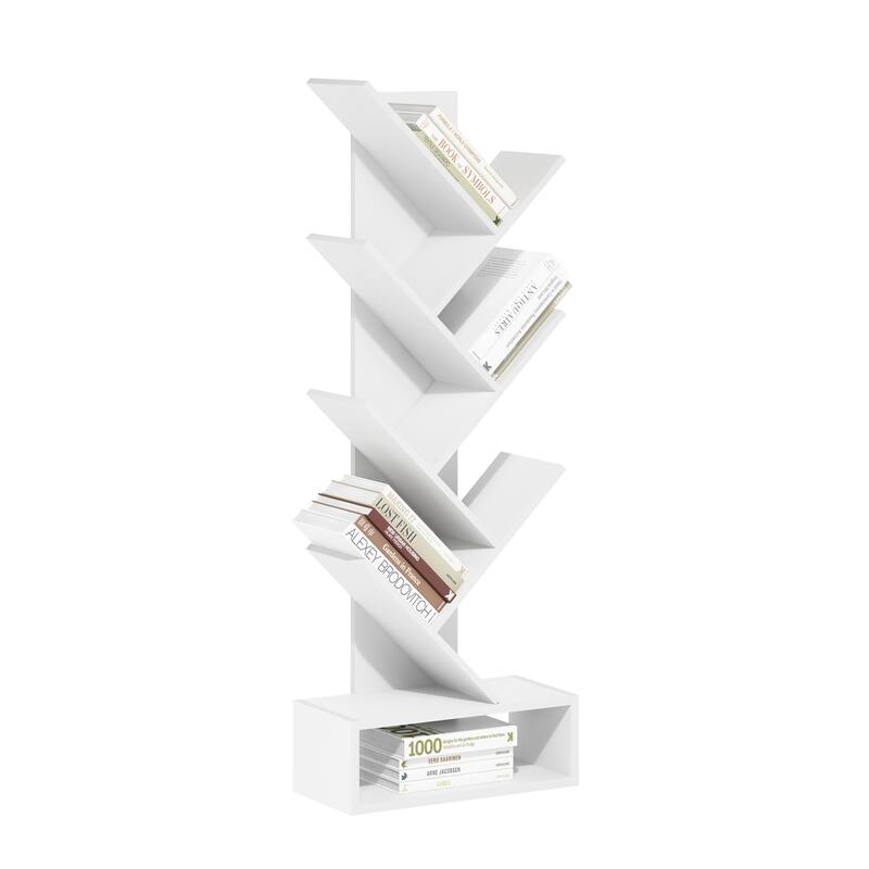 46.18 in. Tall White Wood 7-Shelf Bookcase