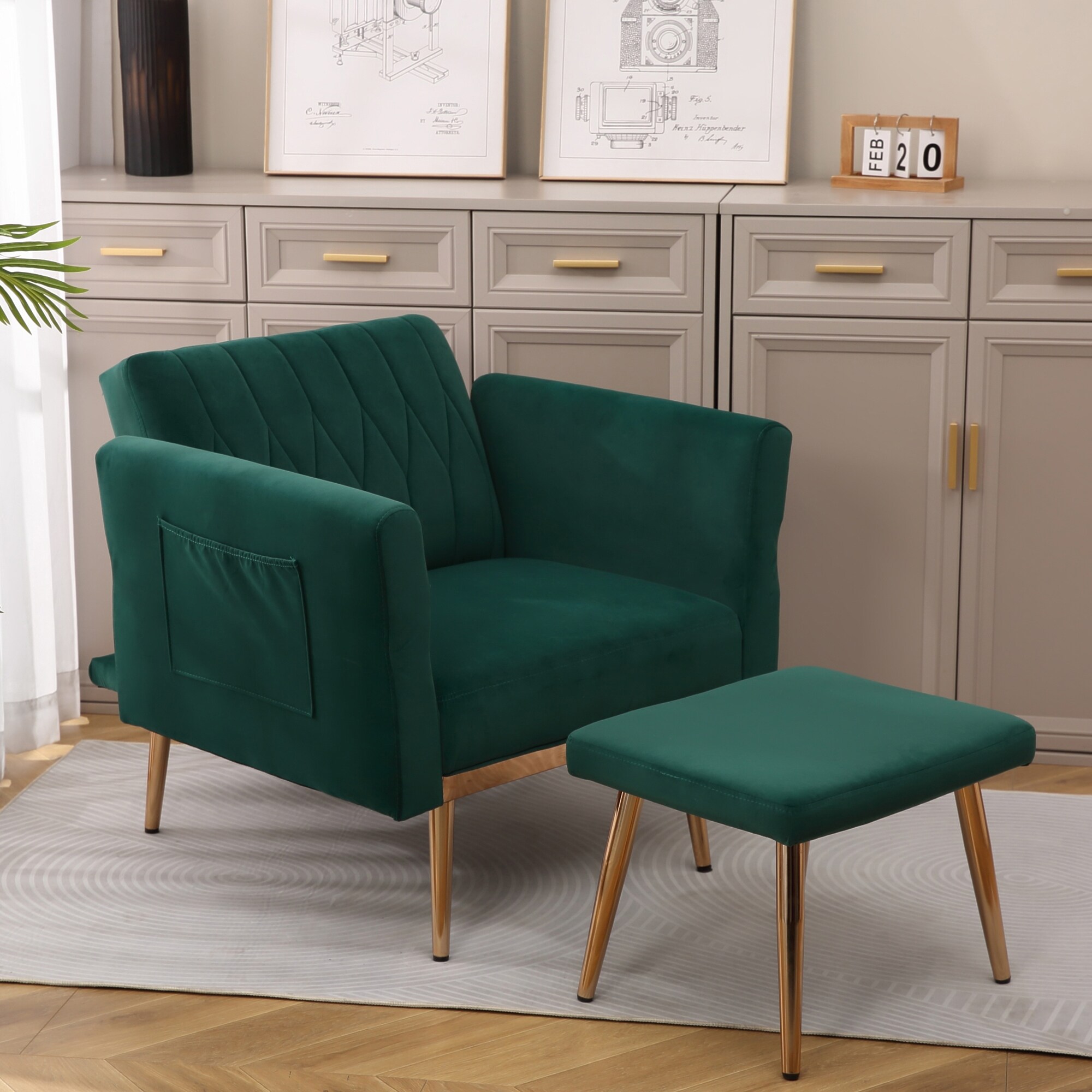 Emerald green chair and ottoman 2025