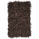 preview thumbnail 89 of 90, SAFAVIEH Handmade Leather Shag Alois Modern Rug 2' x 3' - Dark Brown - Rectangle