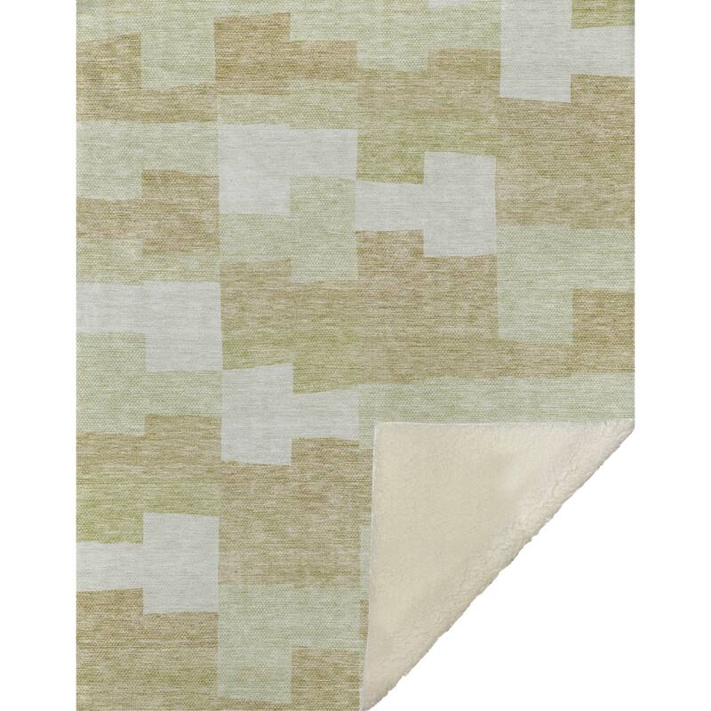 Premium Machine Washable Modern Blocks Sherpa Throw Blanket