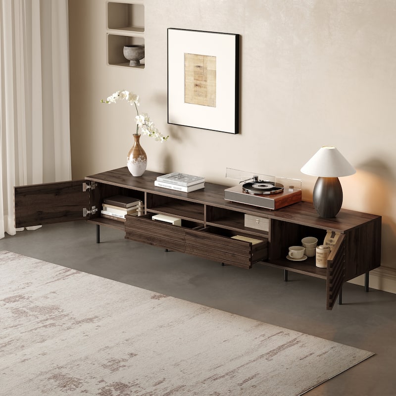 78 inch Modern TV Stand for TVs up to 85", Entertainment Center with Closed Storage & Cable Management