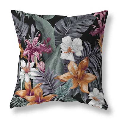 Black And Multi Rainforest Reverie Indoor/Outdoor Throw Pillow Zipper
