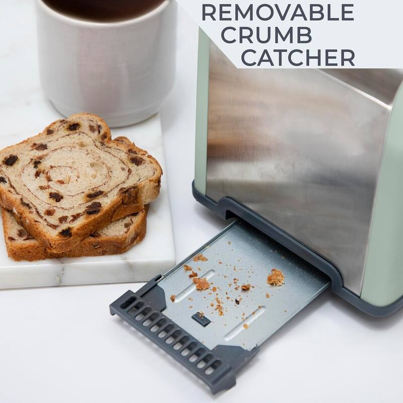 Rae Dunn Toaster, Stainless Steel 2 Slice Square Toaster, Wide Slot with 5 Browning Levels, with Bagel, Defrost