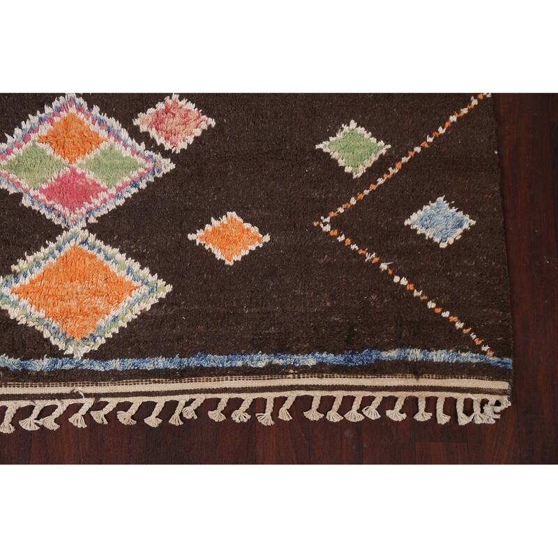 Tribal Oriental Geometric Moroccan Area Rug Hand-knotted Wool Carpet - 6'10" x 10'10"