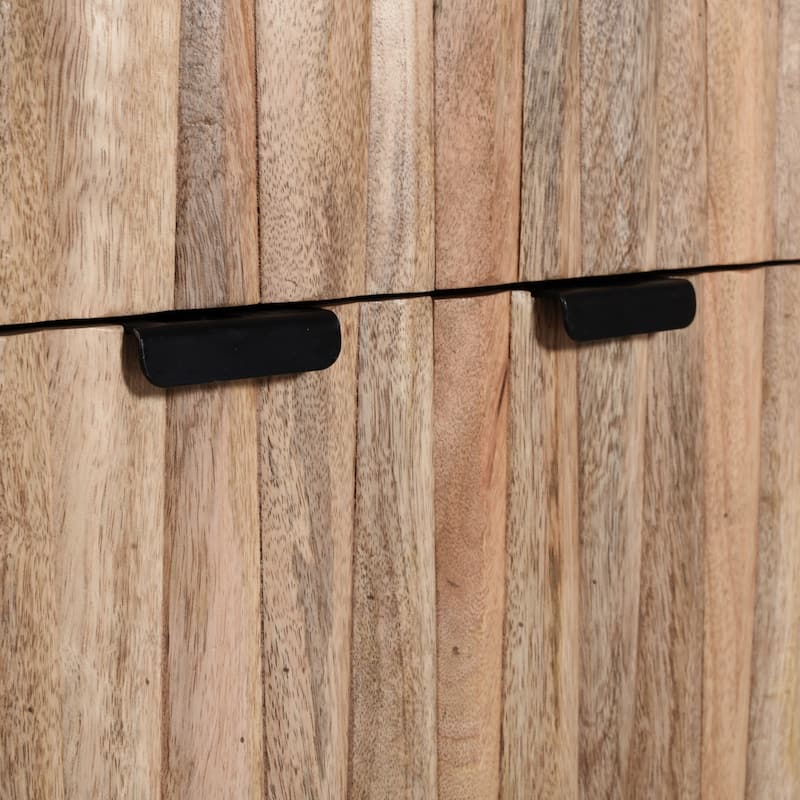 Natural Mango Wood 2-Door Cabinet with Drawers, Modern Storage Sideboard for Living Room, Entryway or Bedroom