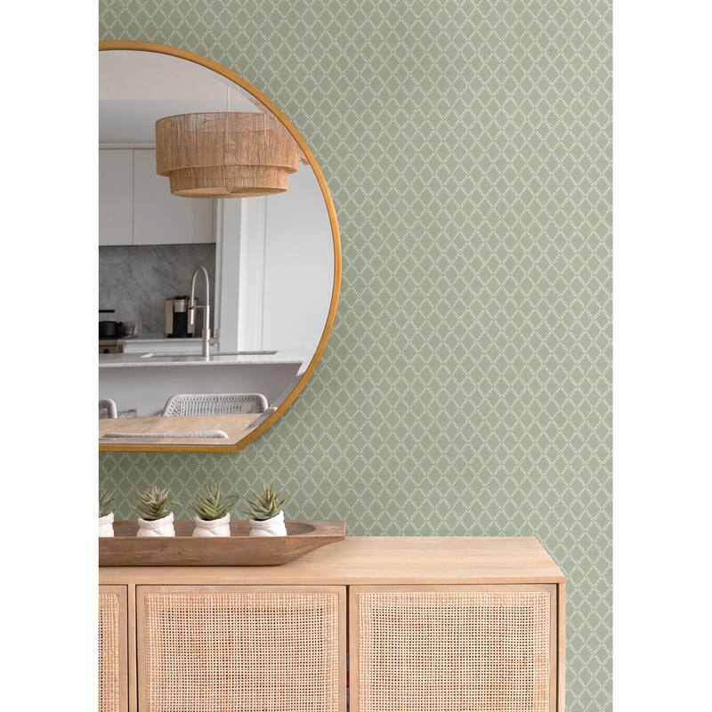 A-Street Prints Trevor Moss Leaf Trellis Wallpaper