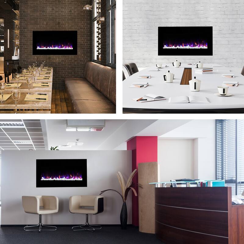 Northwest Wall-mounted LED Electric Fireplace w/ Remote