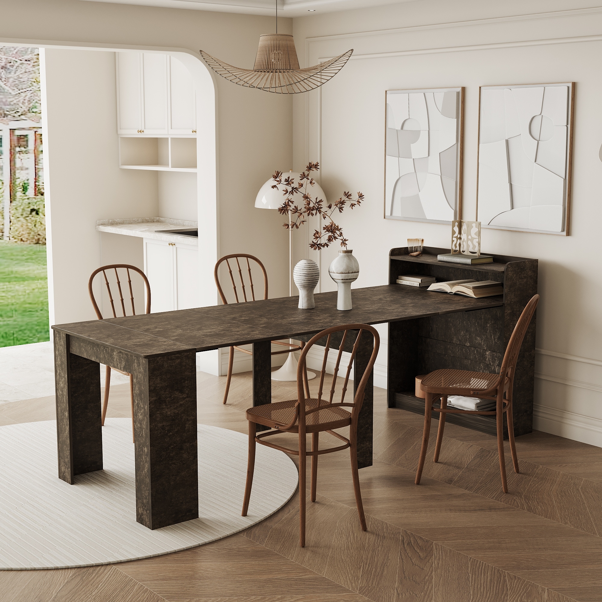 Expandable Dining Table for 8 12 Person Farmhouse Extending Dining Room Table with Storage Kitchen Table Rectangle Sideboard On Sale Bed Bath Beyond 40658506