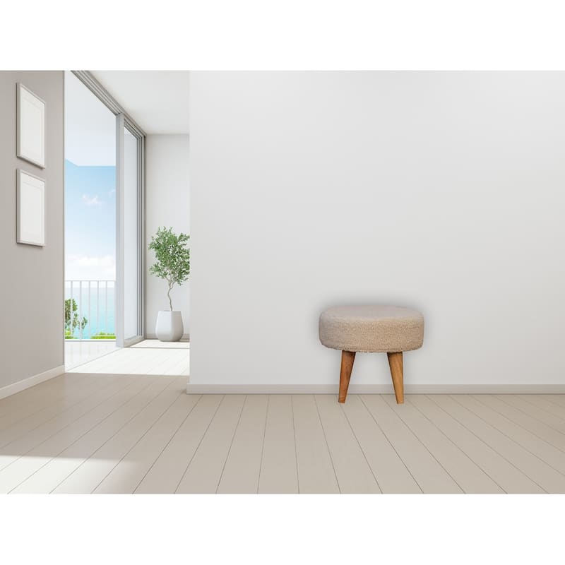 Cream Boucle Petite Footstool