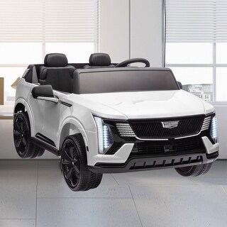 Licensed Cadillac IQ 2025 12V 2-Seater Ride-On Truck for Kids, Remote Control, Suspension Wheels, LED Lights, and Music - White