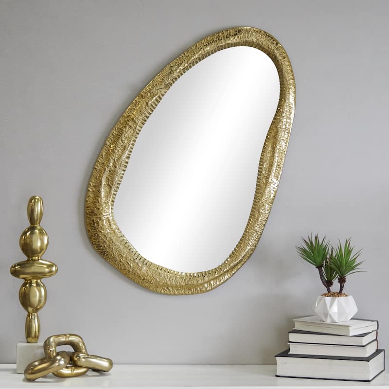 Aluminum Metal Abstract Wall Mirror - Silver or Gold - Roche River Decor