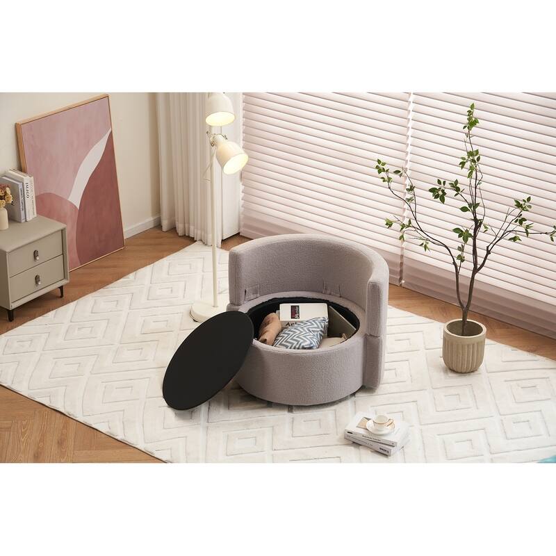 Teddy Fabric Swivel And Storage Chair