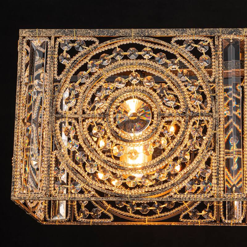 Vintage Glam 4-Light Linear Crystal Pendant Light for Kitchen Island Dining Room