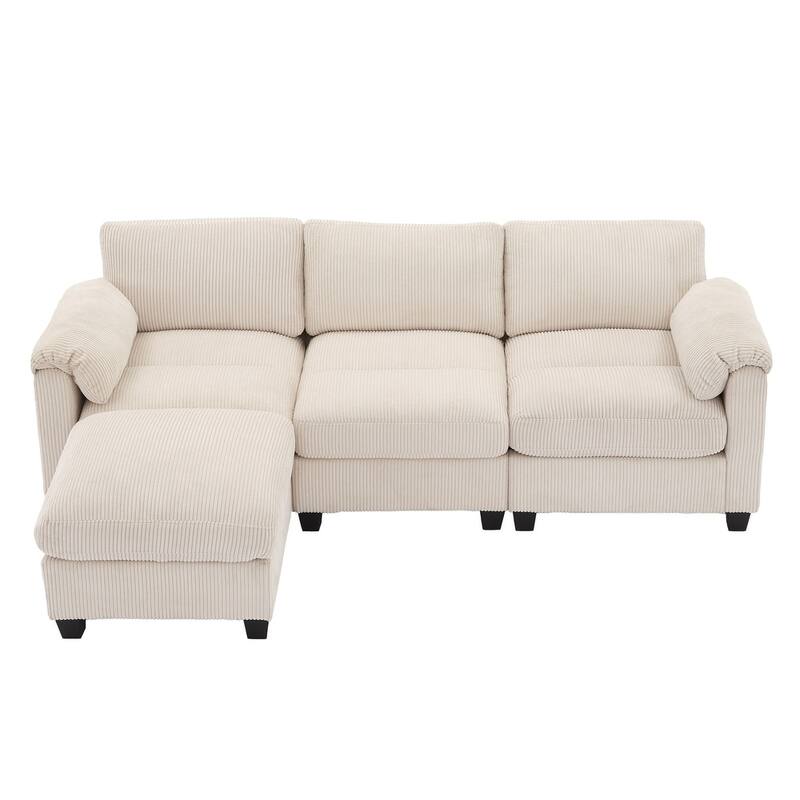 Modern Couduroy Overized Modular Sectional Sofa Couch with Ottoman for Living Room