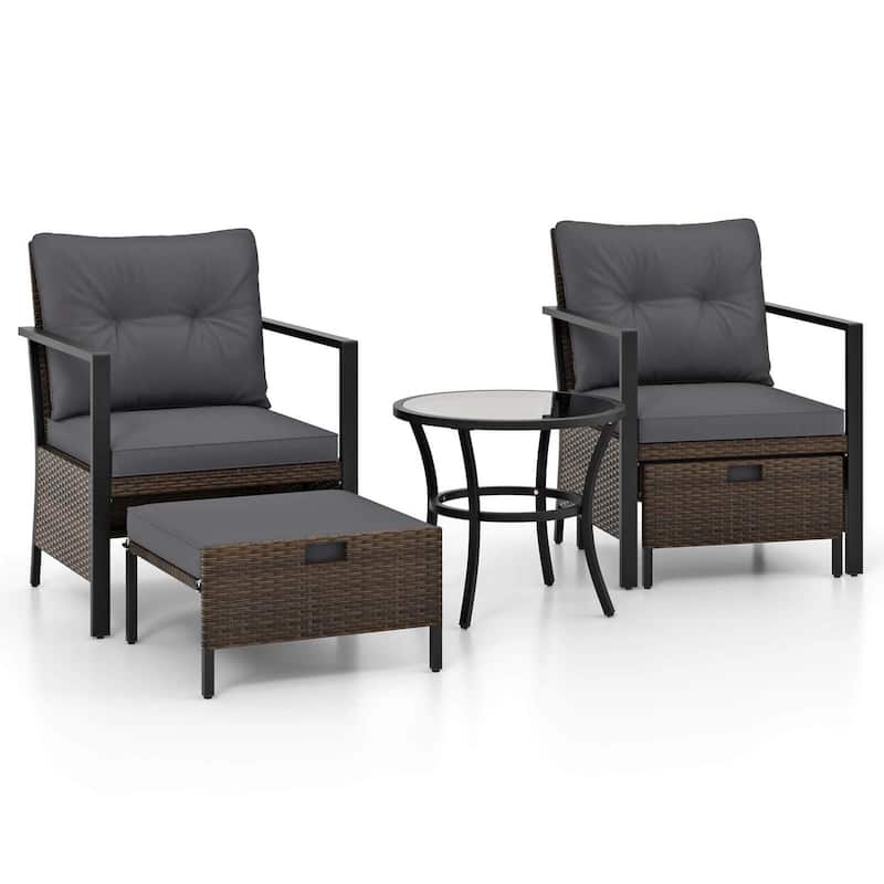 5PCS Outdoor Furniture Set Table Patio Conversation Set - Grey