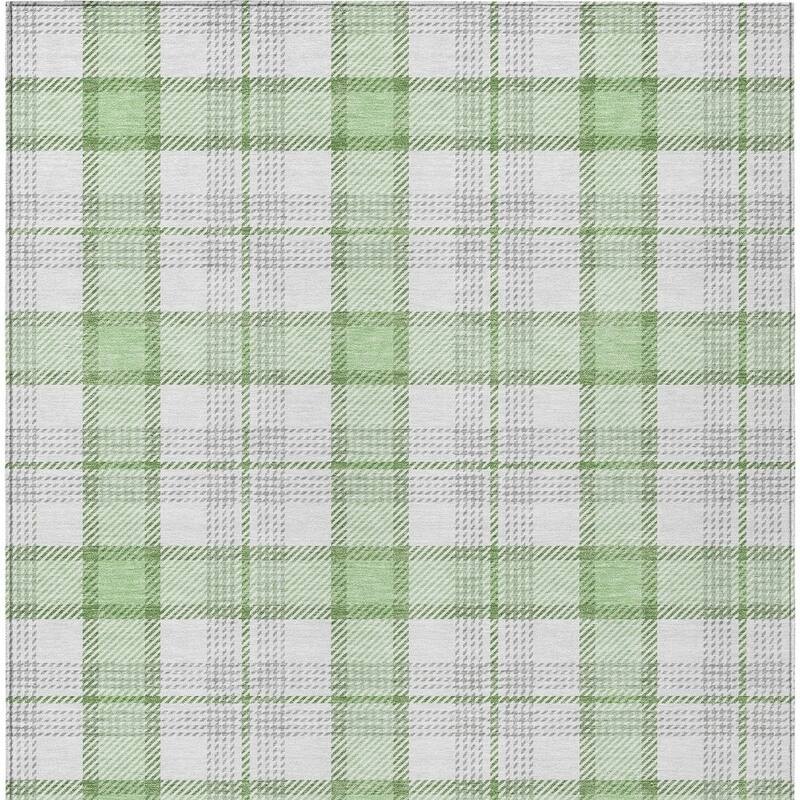 HomeRoots Plaid Transitional Rectangle Outdoor Rug