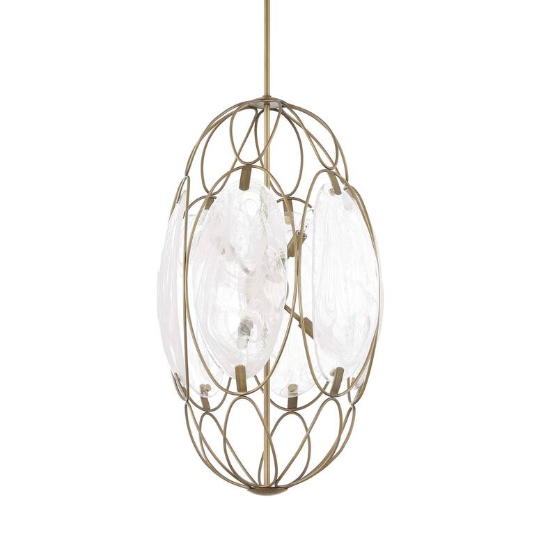Uttermost Valencia 6 Light Glass Panel Pendant - 19"W x 19"D x 31"H