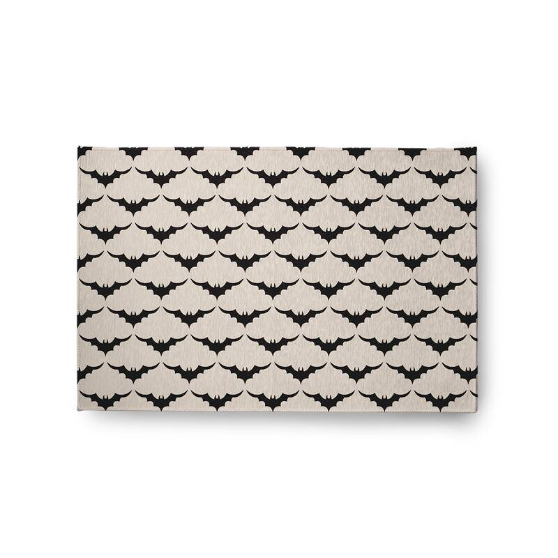 Bat Colony Halloween Chenille Rug, 18" x 30" - 2' x 3' - Cream