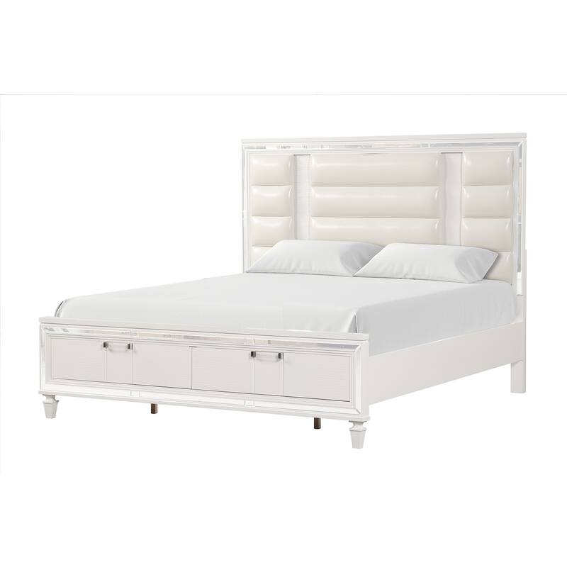 Genoa White Wood Frame King Panel Bed