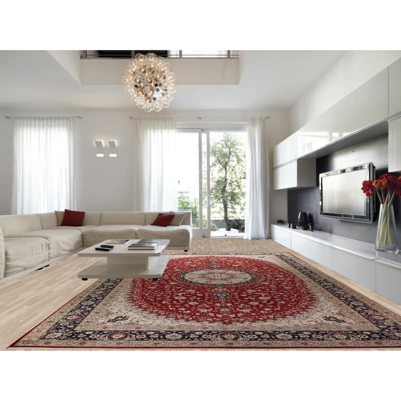 Vegetable Dye Nain Persian Area Rug Hand-knotted Large Wool Carpet - 12'1" x 19'1"