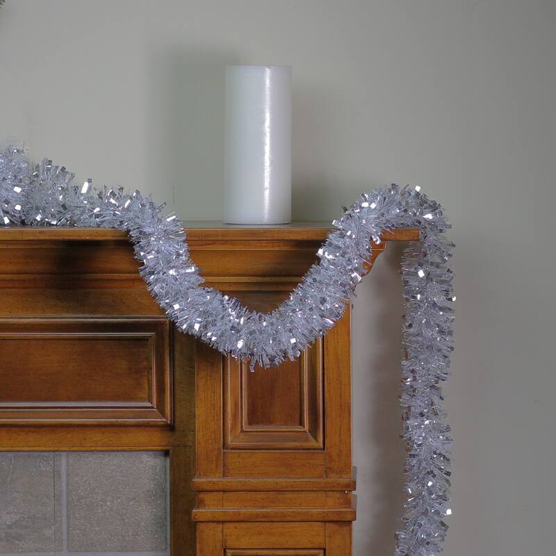 12' x 3" Snowblush Wide Cut Tinsel Christmas Garland - Unlit