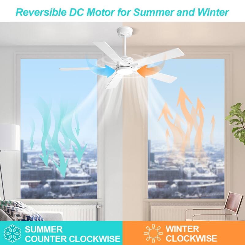 MLiAN 52" & 60" & 72" 5-Blades DC Motor Indoor Smart Ceiling Fan with Light & Remote