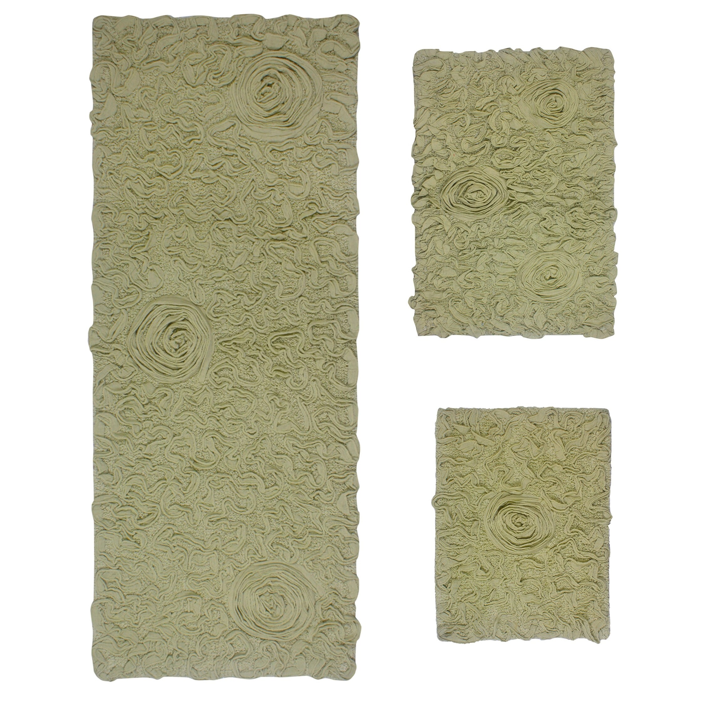 Bell Flower Collection 100% Cotton Non-Slip Bathroom Rug-image
